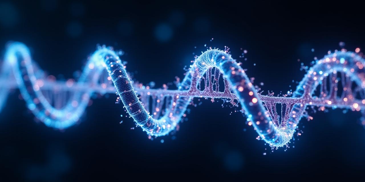 Abstract healthcare data visualization representing DNA and neural networks